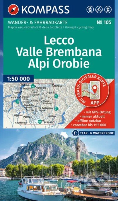 105 Lecco, Valle Brembana 1: 50 000 (Kompass). Kompass, 2025