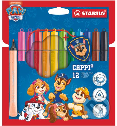 Vláknová fixka s krúžkom na viečka - STABILO Cappi PAW Patrol - 12 ks súprava - s policajným odznakom Chasea (STABILO). STABILO, 2026