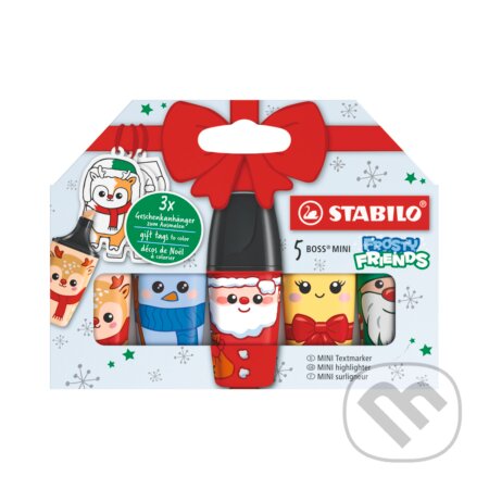 Zvýrazňovač - STABILO BOSS MINI Frosty Friends - sada 5 ks - s 5 zimnými dizajnmi postavičiek (STABILO). STABILO, 2026