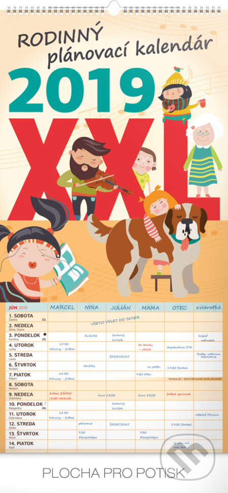 Rodinný plánovací kalendár 2019 XXL (slovenský jazyk), Presco Group, 2018