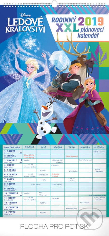 Rodinný XXL plánovací kalendář 2019 - Ledové království, Presco Group, 2018
