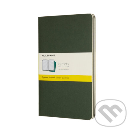 Moleskine - sada 3 zošitov (zelená väzba) (stredné, štvorčekované)