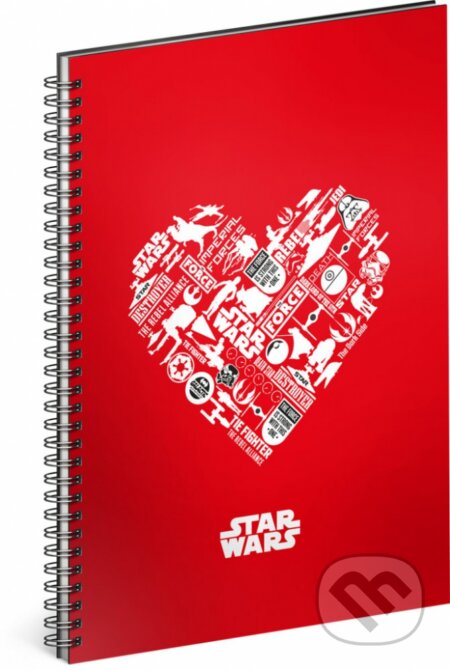Spirálový blok Star Wars – Red (srdce) (nelinkovaný, A5)