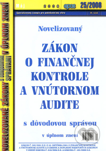 Novelizovaný Zákon o finančnej kontrole a vnútornom audite, Epos, 2008