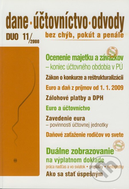 Dane, účtovníctvo, odvody 11/2008, Jaroslav Sojka, 2008