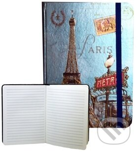 Zápisník s gumičkou 178x126 mm Paříž s Eifelovkou F, Eden Books, 2016