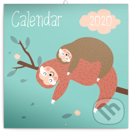 Poznámkový nástěnný kalendář Calendar 2020 (Šťastní lenochodi), Presco Group, 2019