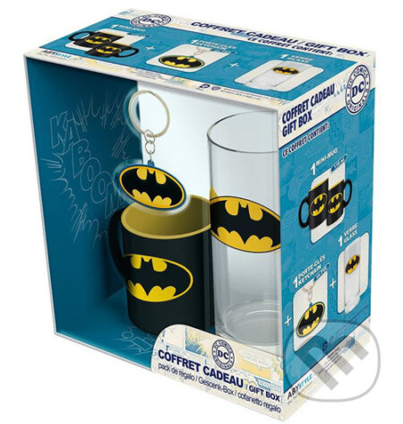 Dárčekový set DC Comics: Batman hrnček-sklenený pohár-kľúčenka, DC Comics, 2017