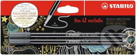 STABILO Pen 68 metallic 2 ks strieborná v Blistri