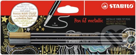 STABILO Pen 68 metallic 2 ks, zlatá a strieborná v Blistri, STABILO, 2019