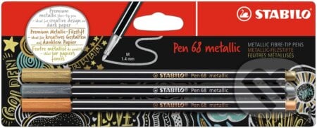 STABILO Pen 68 metallic 3 ks, zlatá,strieborná a medená v Blistri, STABILO, 2019