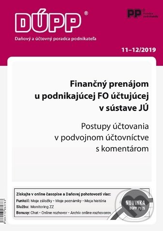 DUPP 11-12/2019 Finančný prenájom u podnikajúcej FO účtujúcej v sústave JÚ, Poradca podnikateľa, 2019