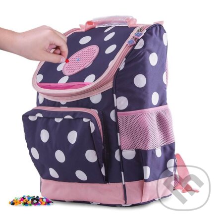 Školská taška s guličkami modro-ružová 21 l, Pixie Crew, 2019