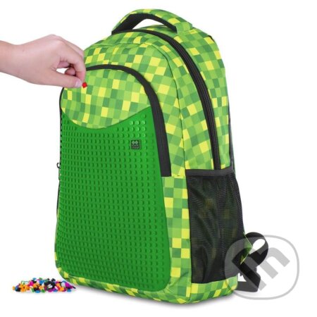 Školský batoh kockovaný zelený 24 l, Pixie Crew, 2019