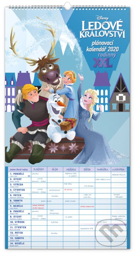 Nástěnný kalendář Ledové království - plánovací 2020 rodinný XXL, Presco Group, 2019
