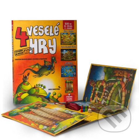 4 veselé hry - Leporelo herních plánů s kostkou a figurkami - kniha z kategorie Knihy o hrách
