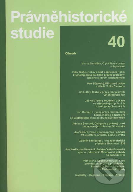 Právněhistorické studie 40, Karolinum, 2009