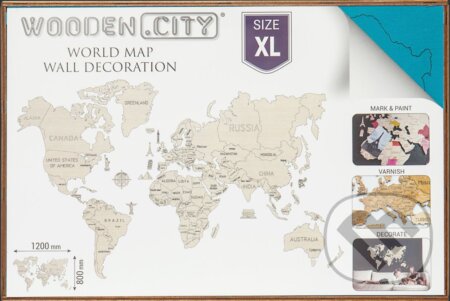 Mapa Sveta XL, WOODENCITY, 2019
