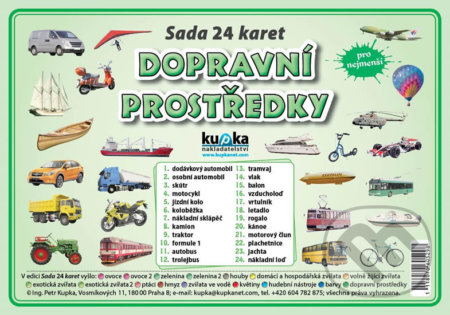 Sada 24 karet - dopravní prostředky - Petr Kupka, Kupka, 2017