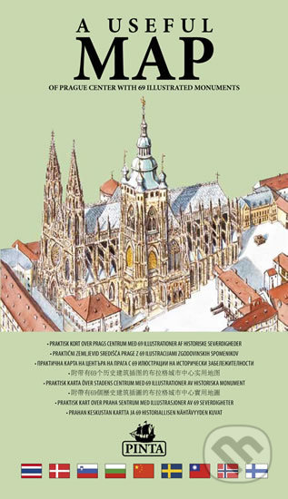 Praktická mapa centra Prahy s 69 ilustracemi historických památek (zelená) - Daniel Pinta, Pinta, 2018