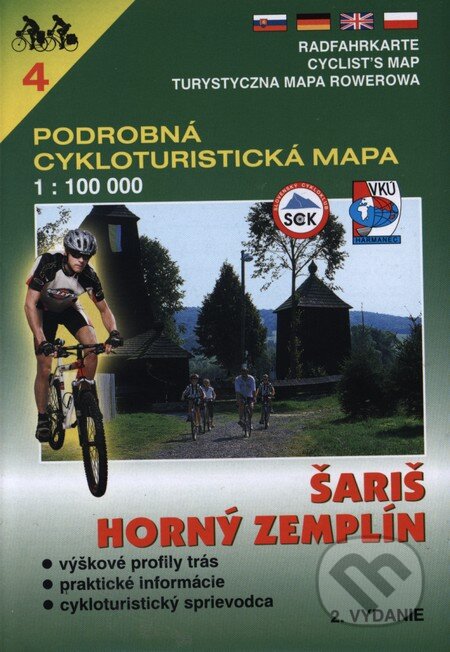 Šariš, Horný Zemplín 1:100 000 - cykloturistická mapa č. 4 - Kolektív autorov, VKÚ Harmanec, 2002