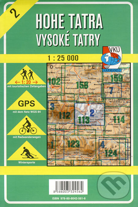 Hohe Tatra/Vysoké Tatry 1:25 000 - turistická mapa č. 2, VKÚ Harmanec, 2009