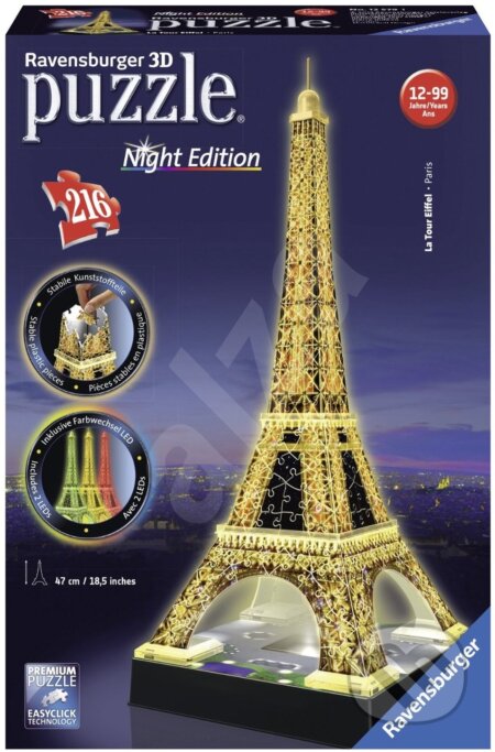 Puzzle noční edice 3D - Eiffelova věž, Ravensburger, 2019