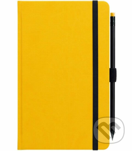 Notes s gumičkou a ceruzkou - žltý (linajkovaný)