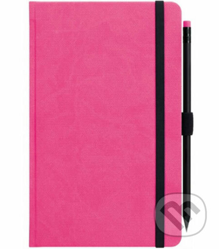 Notes s gumičkou a ceruzkou - ružový (linajkovaný)