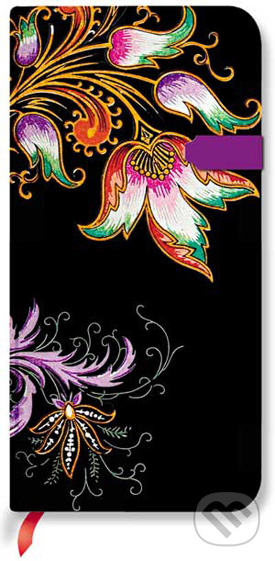 Paperblanks - Floral Cascade Ebony - SLIM - linajkový, Paperblanks