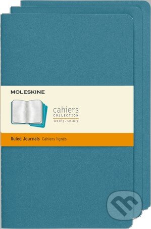 Moleskine – sada 3 stredných linajkovaných zápisníkov Cahiers – modrá, Moleskine, 2020