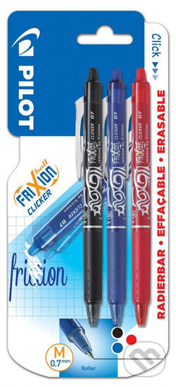 Sada 3 kusov Rollerrov FriXion Ball Clicker, 0.7 čierna, červená a modrá farba