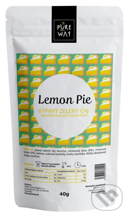 Lemon Pie - sypaný zelený čaj aromatizovaný, ochutený, Pure Way, 2020