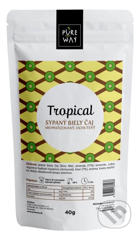 Tropical - sypaný biely čaj aromatizovaný, ochutený, Pure Way, 2020