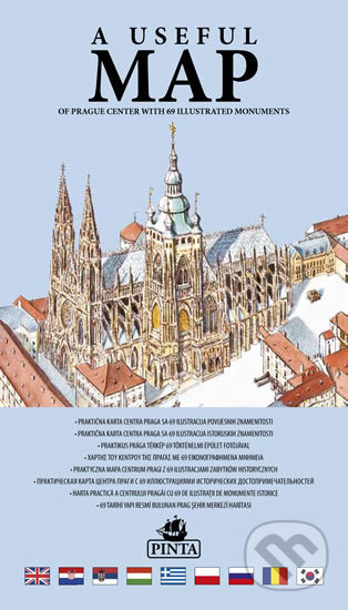 A USEFUL MAP - Praktická mapa centra Prahy s 69 ilustracemi historických památek (modrá) - Daniel Pinta, Pinta, 2018