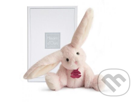 Plyšový zajačik s dlhými nohami Fluffy ružový v škatuľke - Histoire D´Ours, HCE, 2017