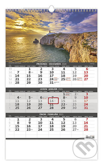Kalendář 2021 nástěnný: Pobřeží - 3měsíční/Pobrežie - 3mesačný, Helma365, 2020
