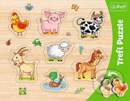Rámečkové vkládací puzzle - Zvířata z farmy, Trefl, 2020