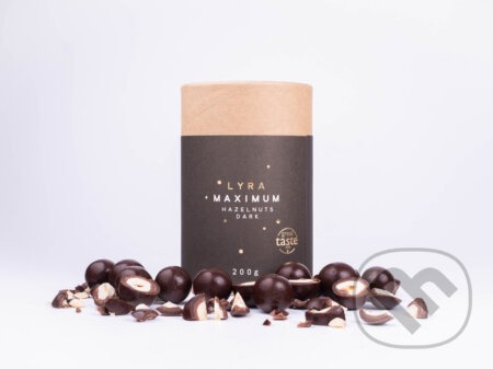 Lyra maximum hazelnuts dark: Lieskovce v nugáte a horkej čokoláde, Lyra, 2020