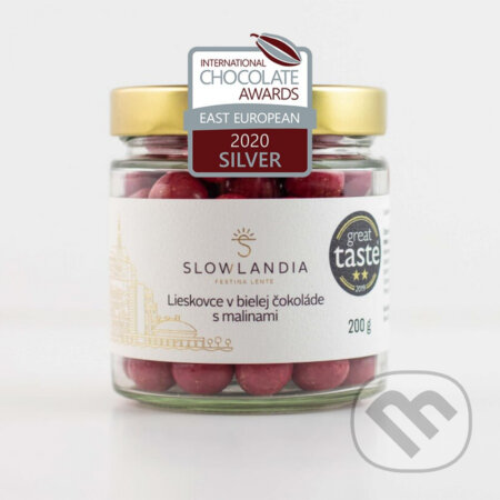 Lieskovce v bielej čokoláde s malinami (200 g) - Slowlandia
