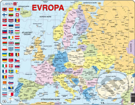 Puzzle MAXI - Mapa Evropy (na šířku), Larsen, 2020
