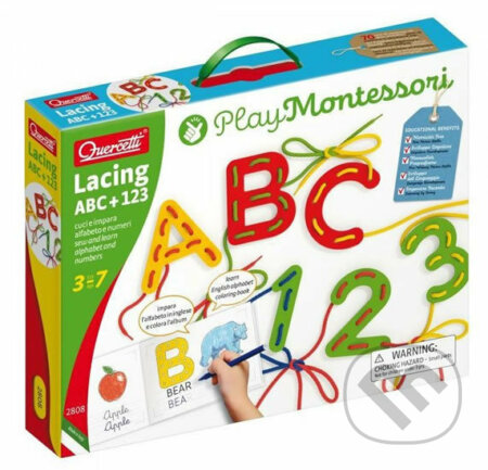 Lacing ABC + 123 Alphabets and numbers / Provlékací souprava s písankou a omalovánkami - hra z kategorie Vzdělávací hry