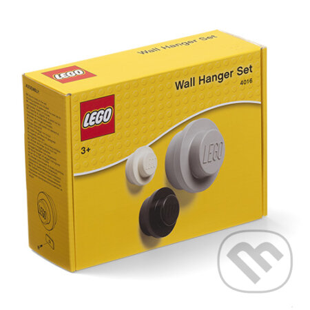 LEGO  věšák na zeď, 3 ks - bílá, černá, šedá, LEGO, 2020