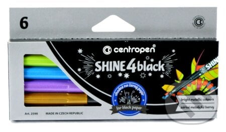 Centropen SHINE 4 BLACK Popisovače - sada 6 metalických barev, Centropen, 2020