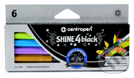 Centropen SHINE 4 BLACK Popisovače - sada 6 metalických barev