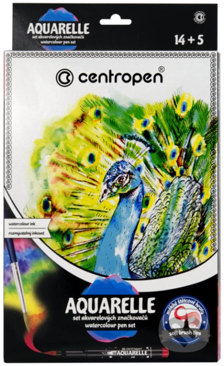 Centropen Akvarelový set 9383, 14 ks + 5 ks, Centropen, 2020