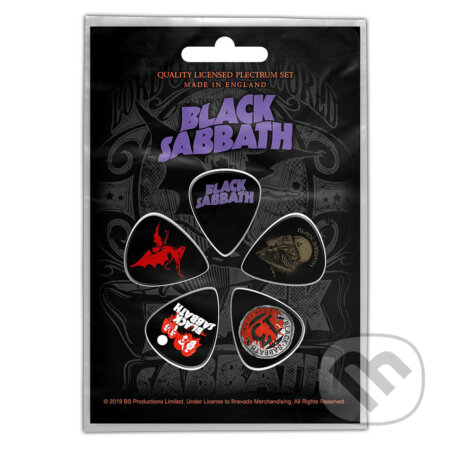 Gitarové trsátka Black Sabbath: Purple Logo set 5 kusov, Black Sabbath, 2020