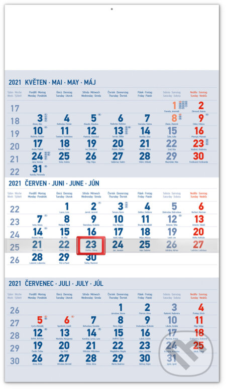 Nástěnný kalendář Standard (modrý) 2021, Presco Group, 2020