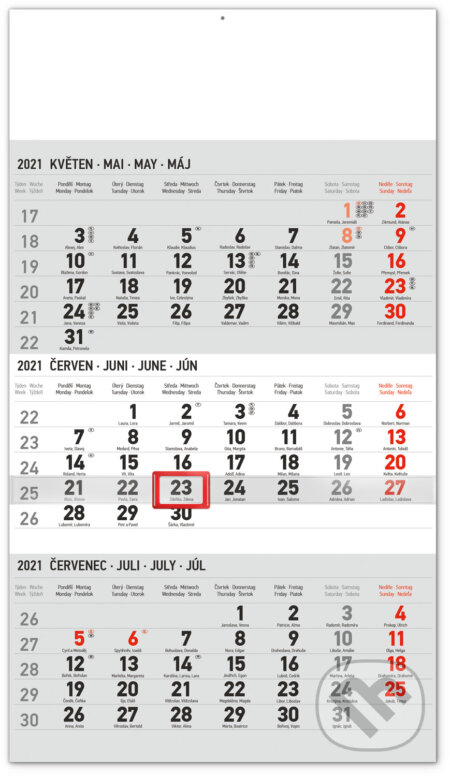 Nástěnný kalendář Standard (šedý) 2021, Presco Group, 2020