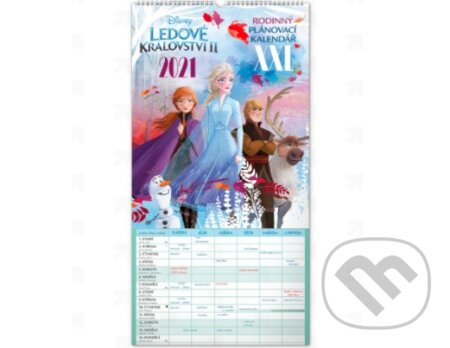 Nástěnný rodinný plánovací kalendář Ledové království II 2021 XXL, Presco Group, 2020